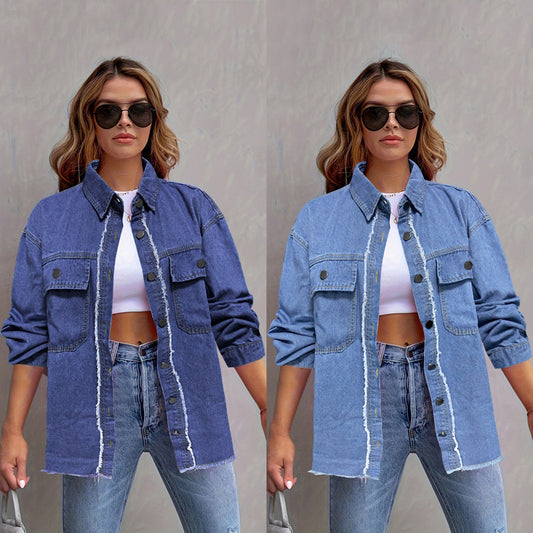 フリンジデニムシャツジャケット