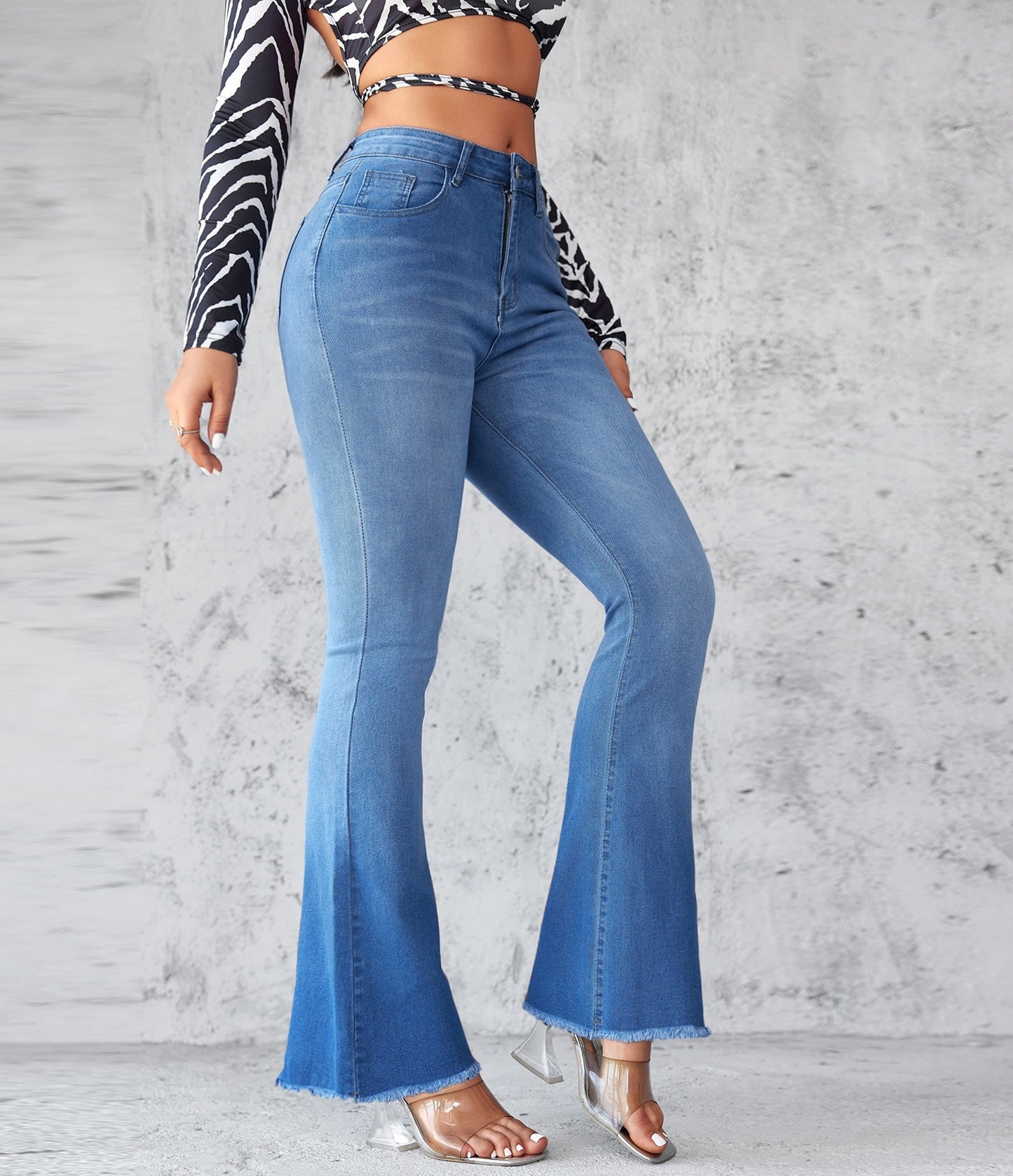 High waist flare denim