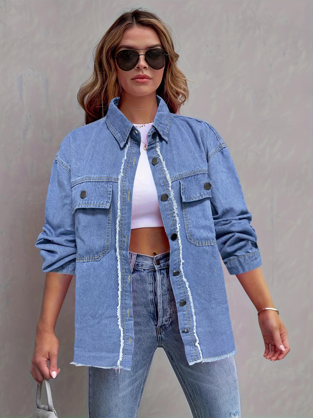 fringed denim shirt jacket