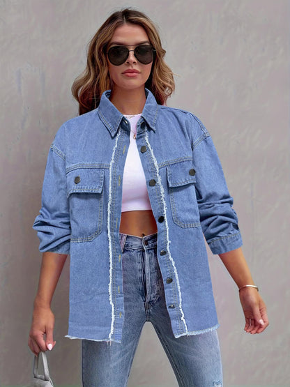 fringed denim shirt jacket