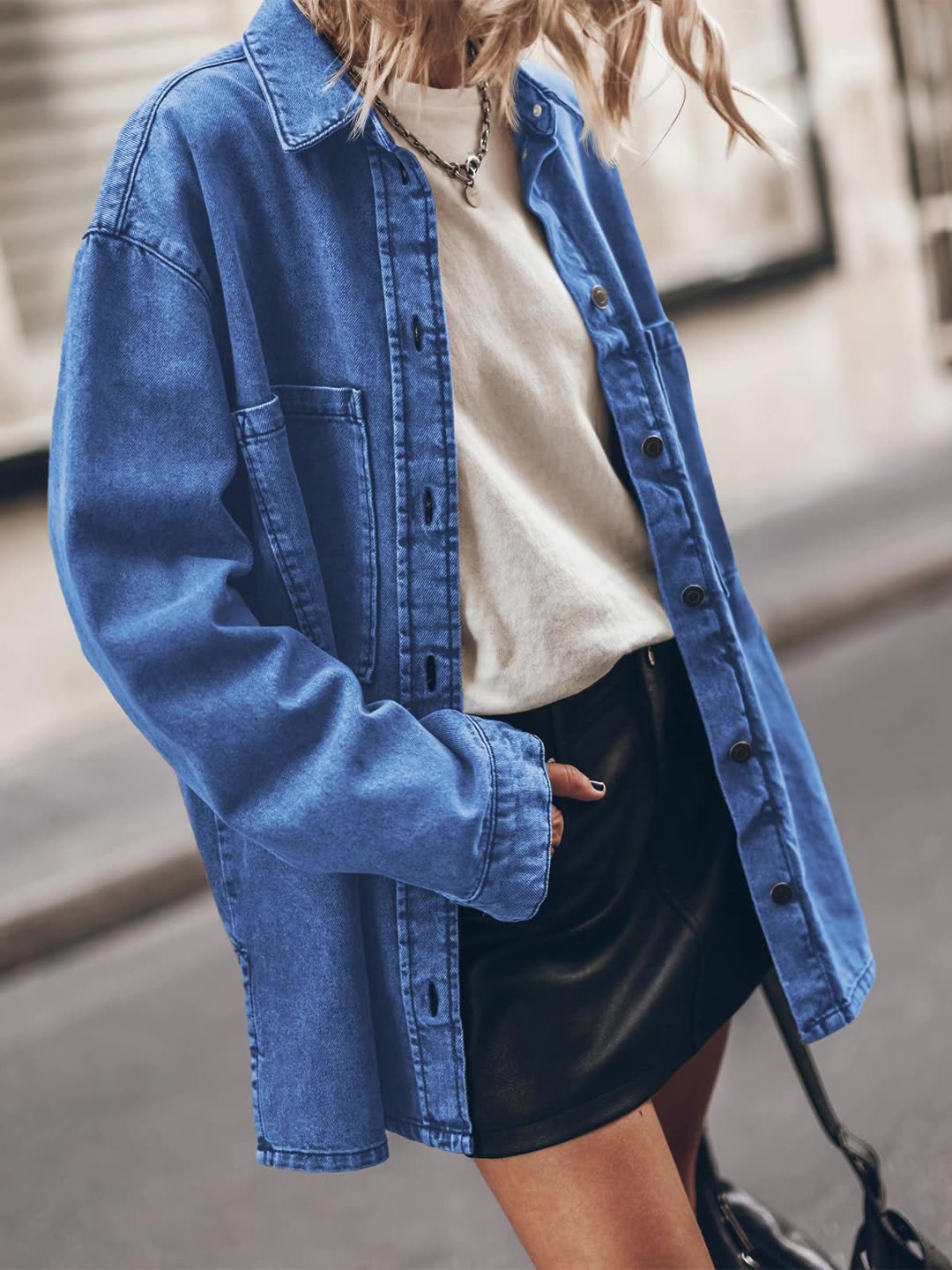 Oversized denim shirt jacket