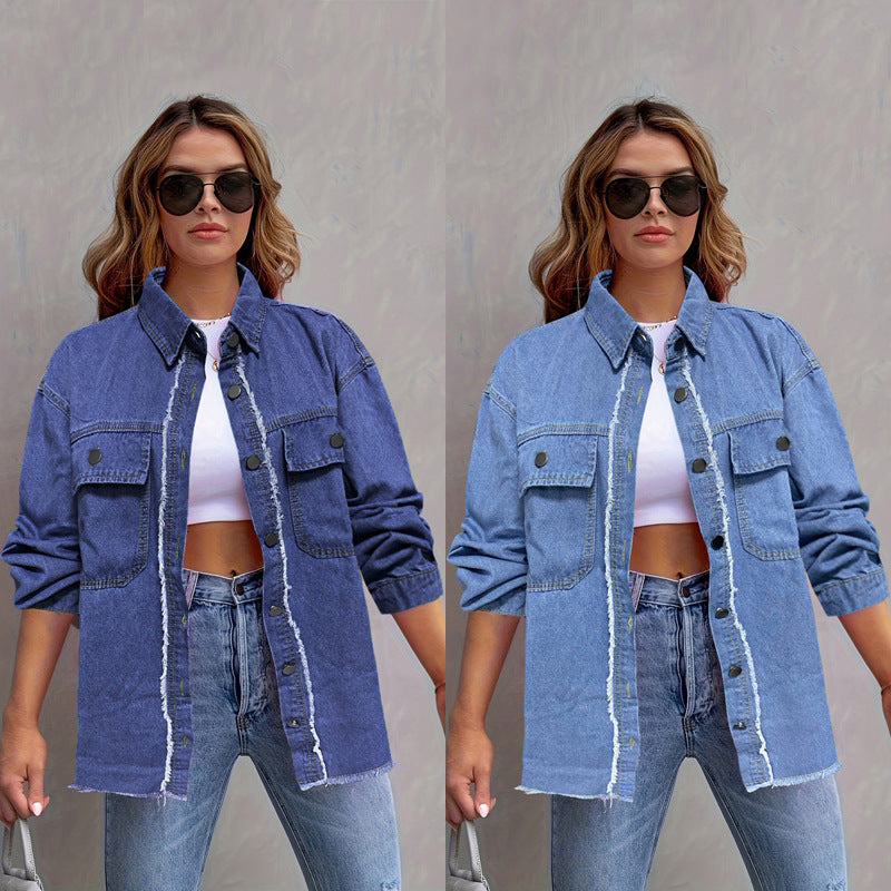 fringed denim shirt jacket