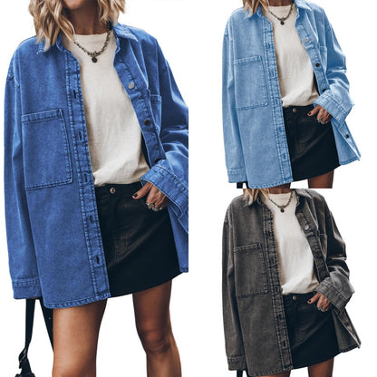 Oversized denim shirt jacket