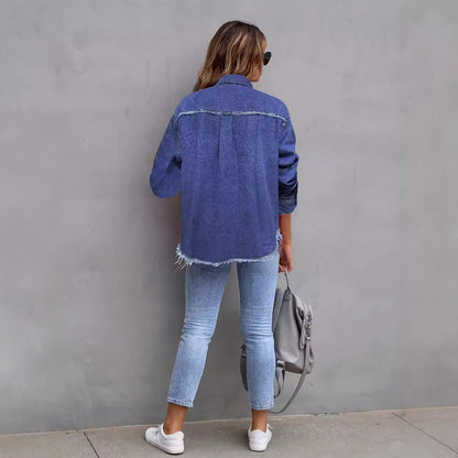 fringed denim shirt jacket