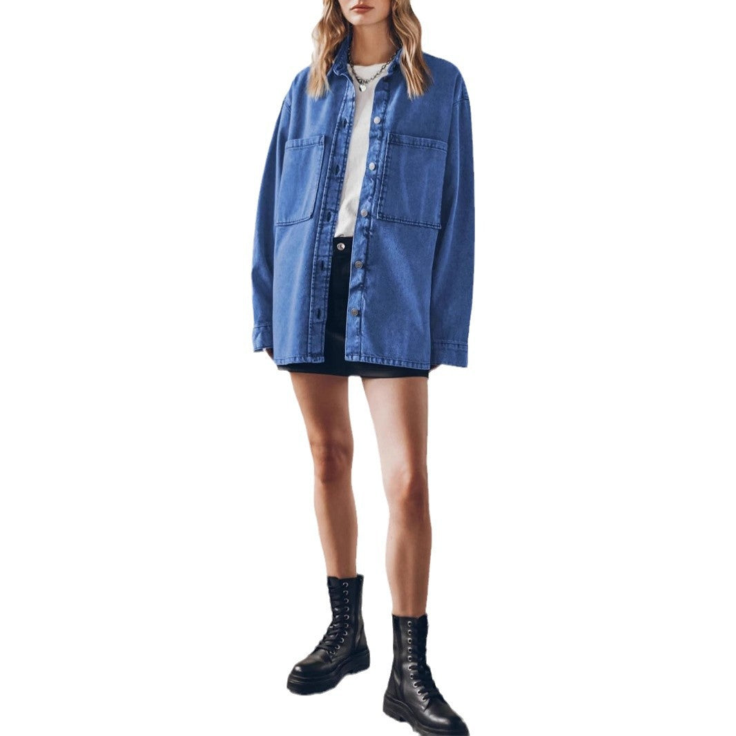 Oversized denim shirt jacket