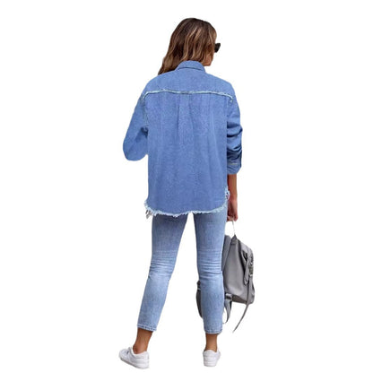 fringed denim shirt jacket