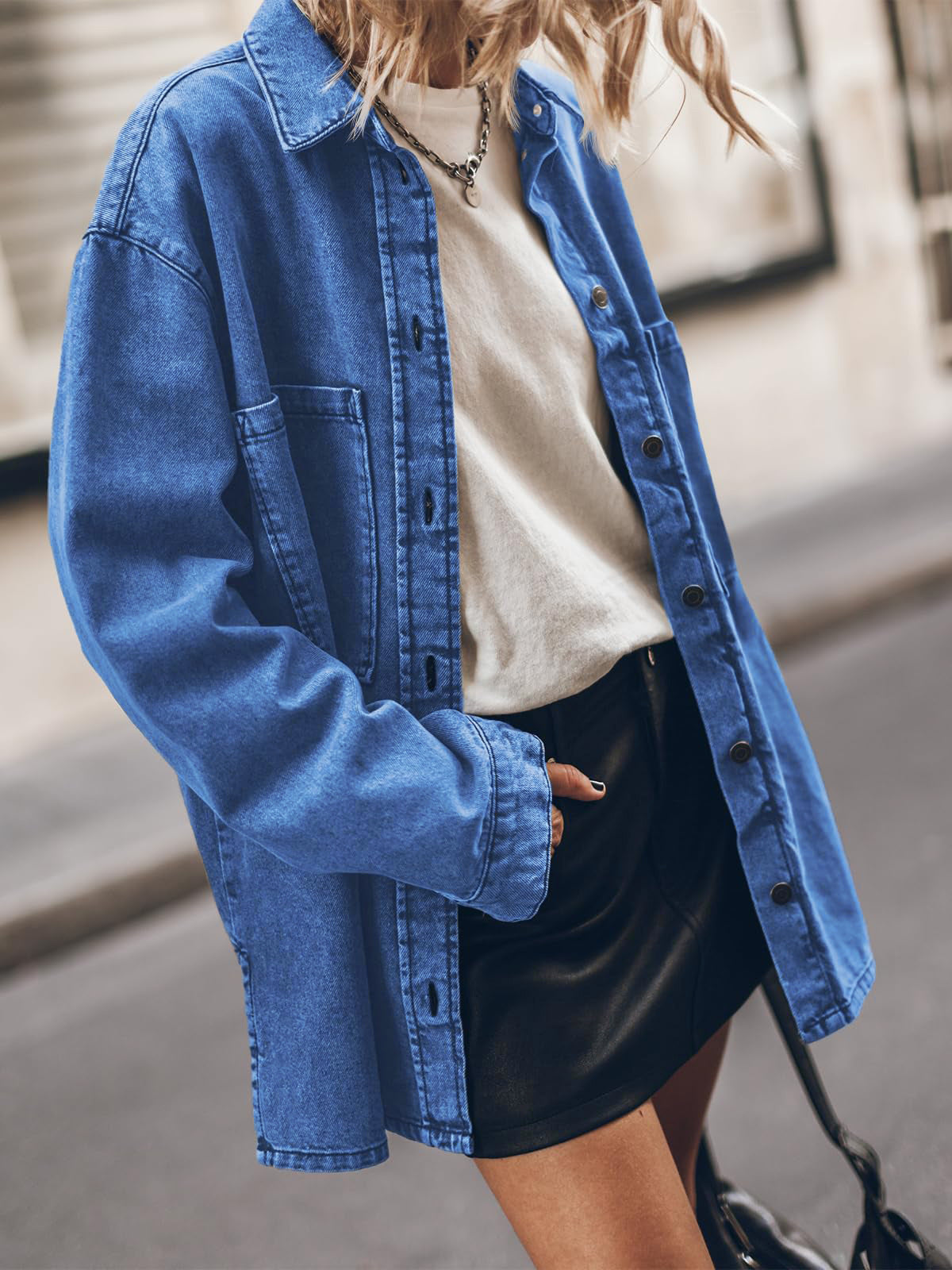 Oversized denim shirt jacket