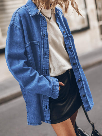 Oversized denim shirt jacket
