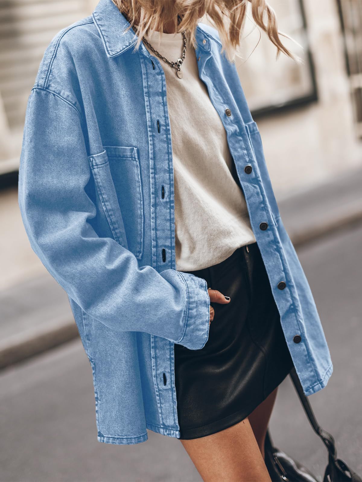 Oversized denim shirt jacket