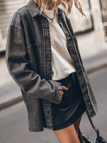 Oversized denim shirt jacket